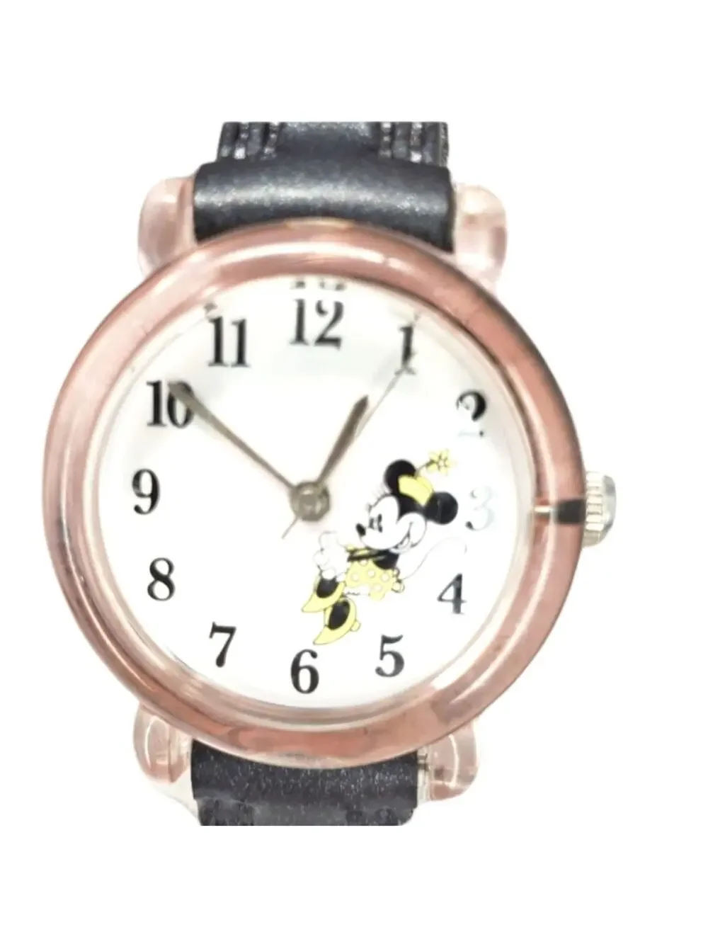 Disney Minnie Mouse Yellow Dress Analog Watch Black Band